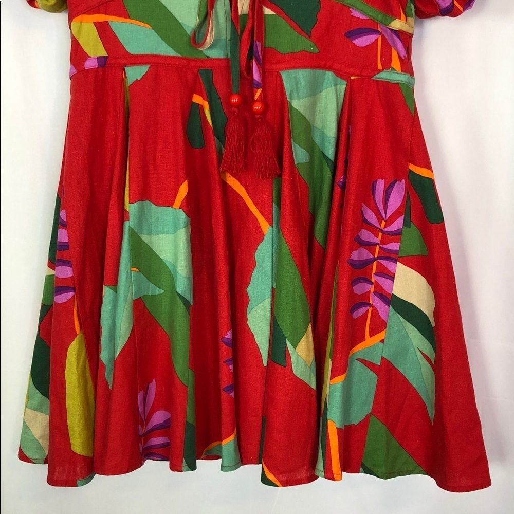 House of Harlow 1960 Tropical Puff Sleeve Mini Dress Size: USA 8 - Picture 9 of 12